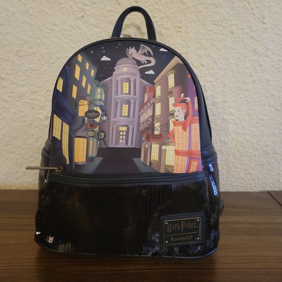 Loungefly Handbags - Harry Potter Loungefly Diagon Alley Mini Backpack Sequin NEW